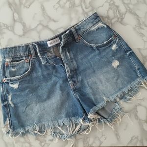 ZARA Ripped Jean Shorts